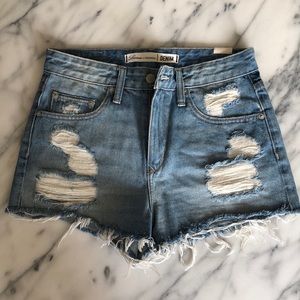 Lovers + Friends Distressed Hi-Rise Denim Short